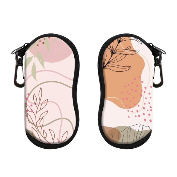 Etui na okulary 17,9 x 8,5 cm z pastelowym abstrakcyjnym motywem, zapięcie na karabińczyk, etui podróżne, okulary przeciwsłoneczne, ochrona 1