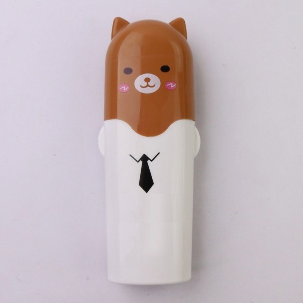 Etui na pastę do zębów i szczoteczka do zębów z motywem zwierzęcym brązowy