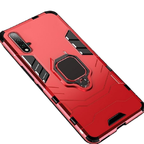 Etui ochronne na Huawei Mate 20 Lite z metalowym pierścieniem czerwony