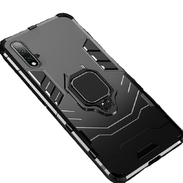 Etui ochronne na Huawei Mate 20 Pro z metalowym pierścieniem czarny