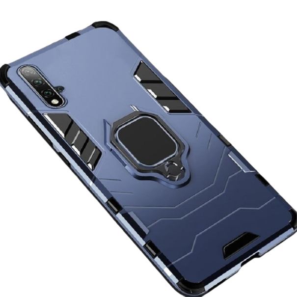 Etui ochronne na Huawei P Smart 2019 z metalowym pierścieniem ciemnoniebieski