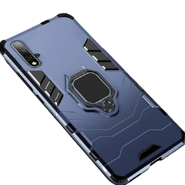 Etui ochronne na Huawei Y5 2019 z metalowym pierścieniem ciemnoniebieski
