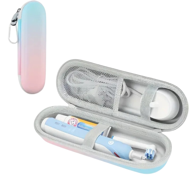 Etui podróżne na elektryczną szczoteczkę do zębów 21 x 7,5 cm Twarde wodoodporne etui EVA Organizer na szczoteczkę, ładowarkę i pastę Karabina niebieski