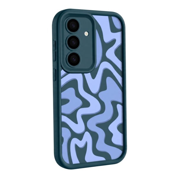 Étui pour Samsung Galaxy S24 Motif rayé Cadre surélevé autour de l'appareil photo Matériau silicone Coque de protection pour téléphone bleu