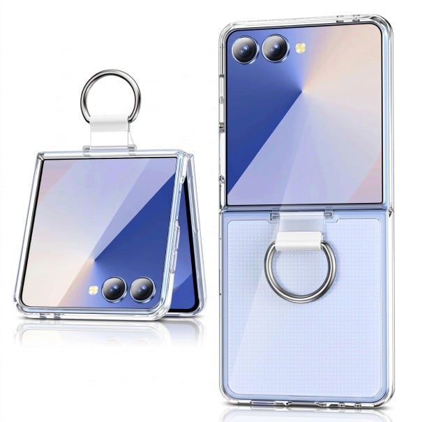Étui pour Samsung Galaxy Z Flip 7 Coque résistante aux chocs avec anneau pour doigt Coque en plastique pour téléphone pliable transparente