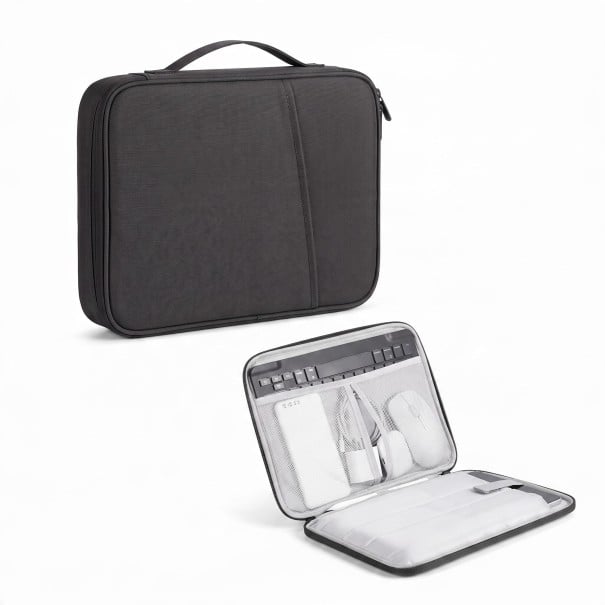 Étui pour tablette et ordinateur portable 10,8 à 11 pouces avec poignée et poche avant 30 x 23 x 3 cm Sac rembourré à fermeture éclair noir