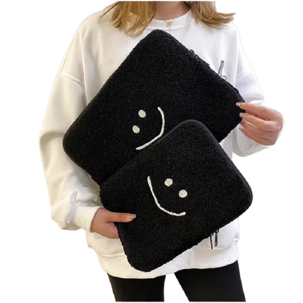 Etui til MacBook og iPad med smiley 12,9 - 13,3 tommer, 33 x 24 cm V181 sort
