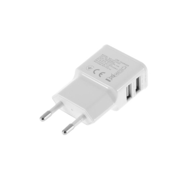 EÚ Nabíjací adaptér 2 USB porty biela