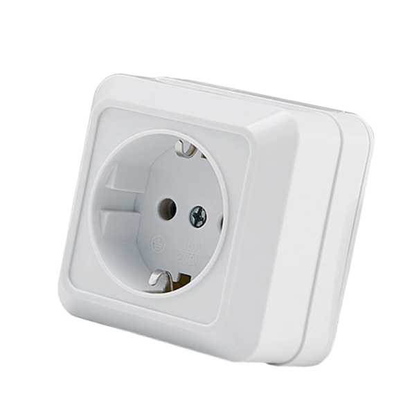 EU Outdoor Electrical Socket Adapter with Earthing 220V 16A Fire-Resistant Plastic AC Plug Residential Universal Use 1