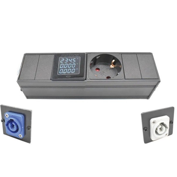 EU-Steckdosenmodul mit Display und Verbrauchsmesser 18,2 cm aus Metall Aluminiumlegierung PC grau für panelbasierte Stromversorgungslösungen 1
