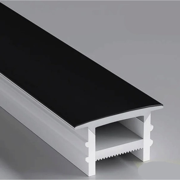 Εύκαμπτο σιλικόνι LED προφίλ 12 x 10 mm Μαύρη ρίγα 16,6 mm Μήκος 1 m Με διάχυτη επιφάνεια Για ενσωμάτωση σε αυλάκι Για LED ταινία Χωρίς ταινία 1