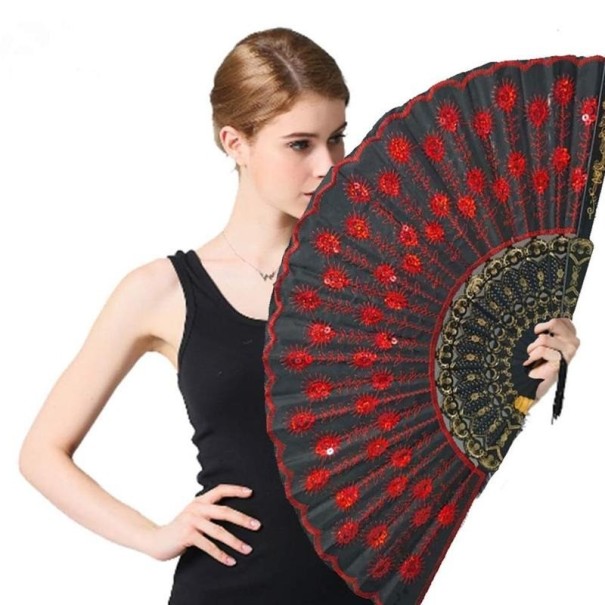 Éventail avec motif de plumes de paon 1