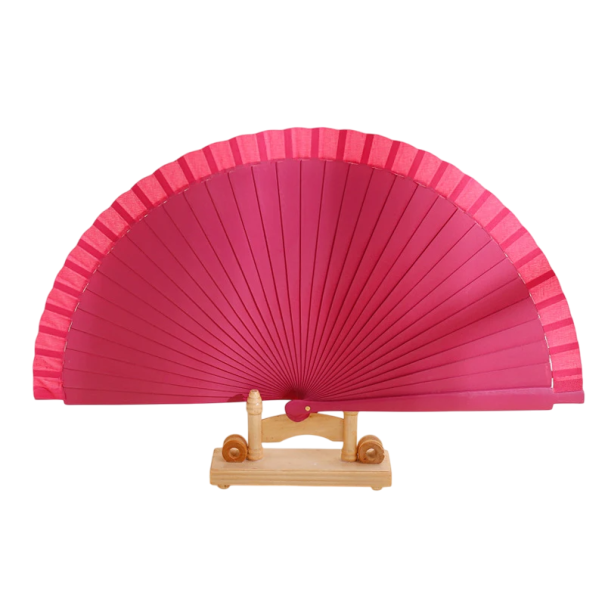 Éventail pliant chinois 23 cm Éventail oriental traditionnel en papier et bois Décoration Accessoire cadeau pour costumes et spectacles rose foncé