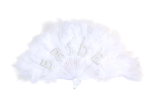 Éventail pour la mariée avec l'inscription BRIDE Éventail en plumes blanches pour l'enterrement de vie de jeune fille et la séance photo de mariage 1