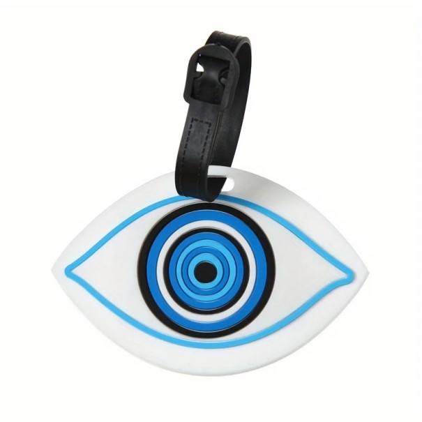 Evil Eye -teemalla varustettu matkalaukun tunnistustarra 10,5 × 10,5 cm silikageelistä valmistettu matkalaukun tai reppun nimilappu valkoinen