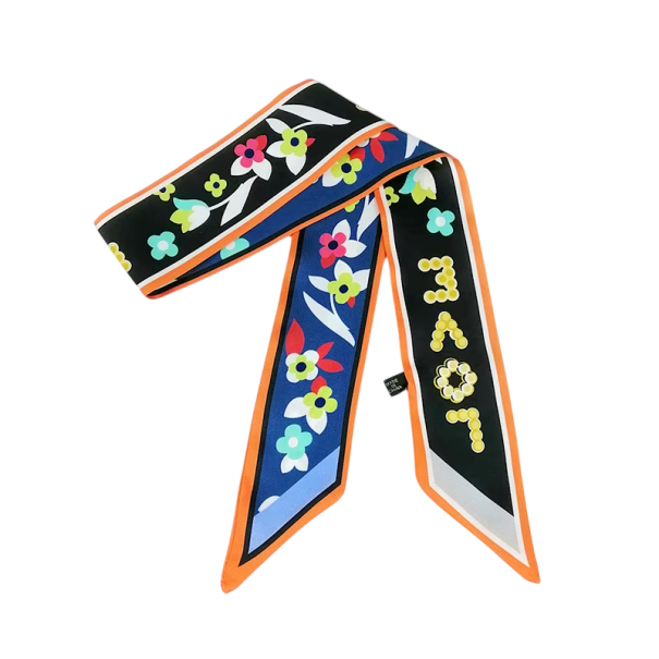 Exclusive Women's Long Scarf Four Seasons Fashion Headwear Hair Ribbon Elegant Bag Accessory black