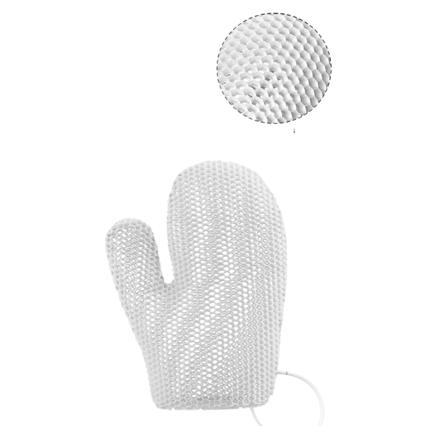 Exfoliërende douche elastische handschoen voor het lichaam 10,5 x 22 cm TPU lichaamspeeling voor het wassen van de huid eenvoudig schoonmaken wit