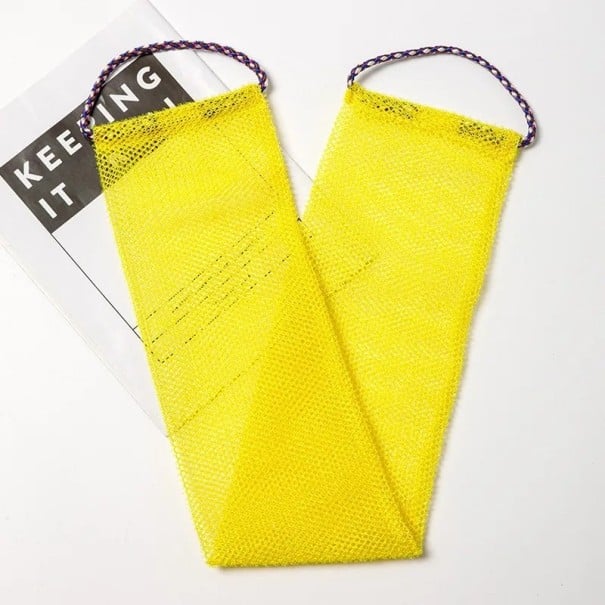 Exfoliërende washand voor het lichaam 14x77 cm nylon net luffa peelingwas voor douchen en huidverzorging geel
