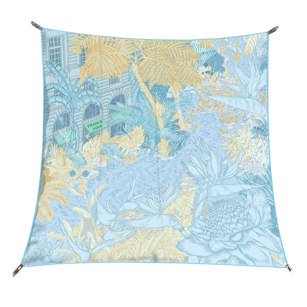 Exotische Franse elegantie Dames vierkante sjaal Multifunctioneel voor hoofd hals haar lichaam Modetrend Vier seizoenen blauw