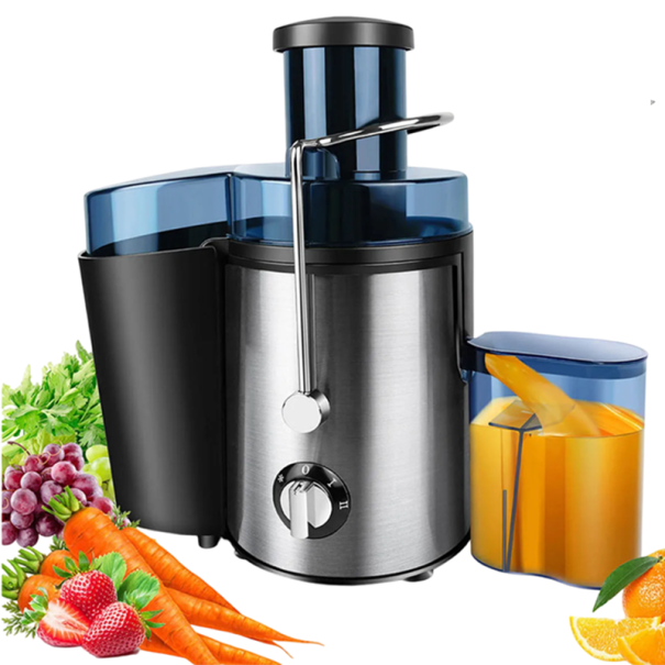 Exprimidor eléctrico 1000 W Depósito de 500 ml Entrada de 65 mm de ancho Potente exprimidor de frutas y verduras Extracción rápida de zumo Colador de acero inoxidable 1