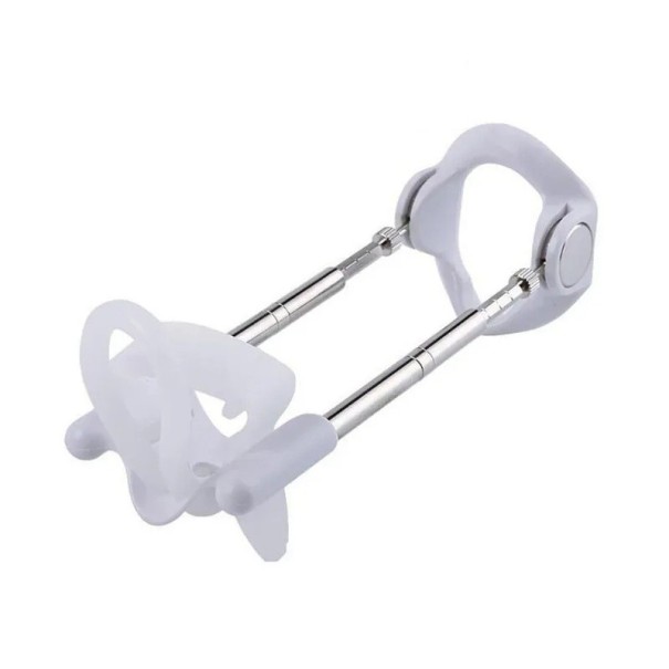 Extenseur pénien avec barres métalliques, fixation en silicone et longueur réglable pour allongement du pénis, emballage discret 1