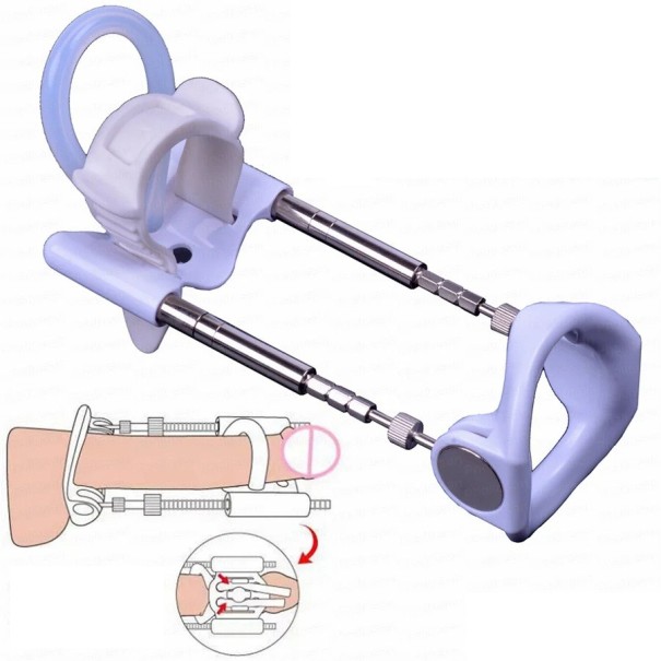 Extenseur pénien mécanique avec tiges en métal et manchons en silicone pour un allongement progressif, emballage discret 1