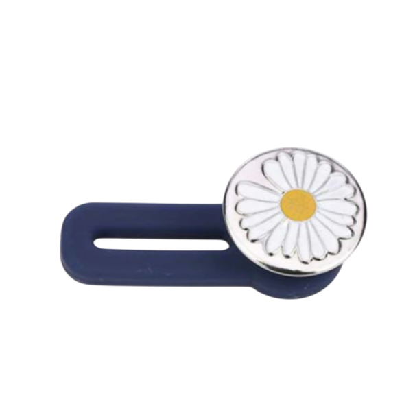 Extensor de cintura con botón de 35 x 17 mm con motivo de margaritas Extensión de cintura elástica para jeans Cierre rápido Sin costuras Cómodo de llevar 1