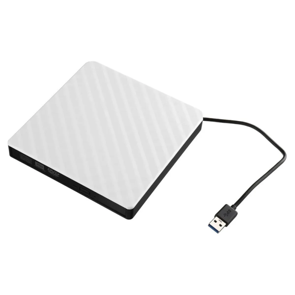 Externe CD/DVD-speler 13,8 x 14,2 x 1,8 cm USB 3.0 Slot voor SD en TF-kaart Plug and Play Branders met externe voeding 20 cm kabel wit