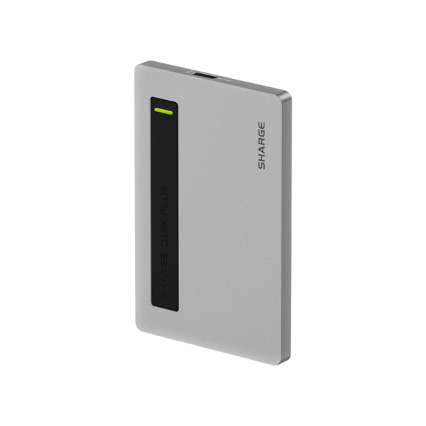 Externí pevný disk USB-C Rychlost 10 Gb/s Kapacita 4 TB Hliníková slitina Vestavěný kabel PD vstup 100 W i výstup 85 W Přenosné úložiště šedá