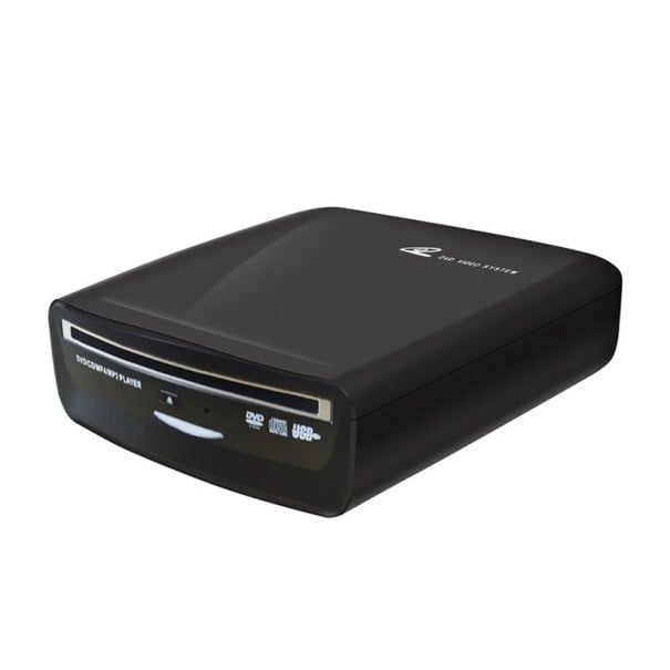 Externý USB DVD CD MP4 MP5 prehrávač pre auto, LED TV a PC, 16x15x4,7 cm, čierny, slim prevedenie s USB napájaním a slotom na disky 1