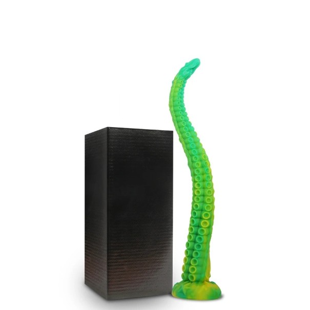 Extra lungo plug anale verde a forma di tentacolo di polpo con superficie realistica, lunghezza 48 cm, ventosa, imballaggio discreto 1