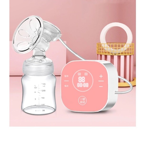 Extractor de leche eléctrico con biberón rosa