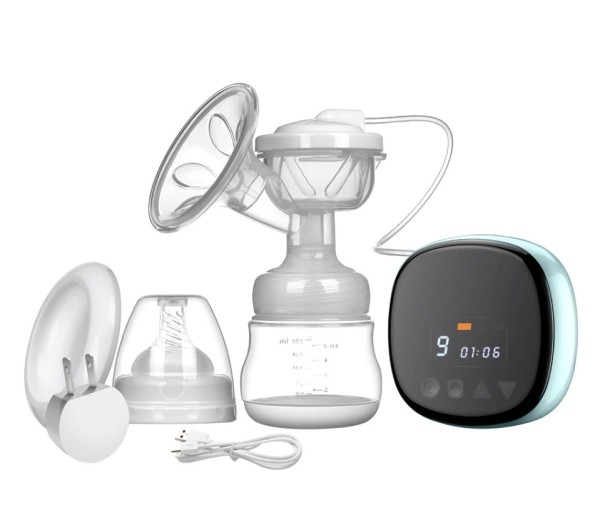 Extractor eléctrico de leche materna con almohadilla de masaje y pantalla Extracción directamente en el biberón Alimentación a través de USB Material 1