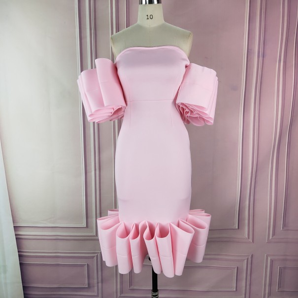 Extravagantné dámske šaty ružová S