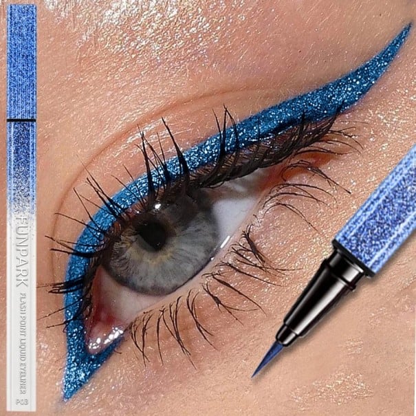 Eyeliner lichid rezistent la apă 13 x 1 cm cu pensulă subțire în 6 nuanțe, de lungă durată și rezistent la ștergere pentru un machiaj albastru