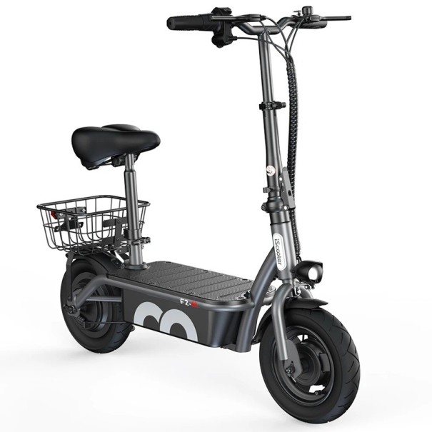 F2 Electric Scooter with Seat, 500W Motor, 36V 7.8Ah Battery, 10-Inch Wheels, Range of 30 km, Load Capacity of 120 kg, Foldable, Black 1