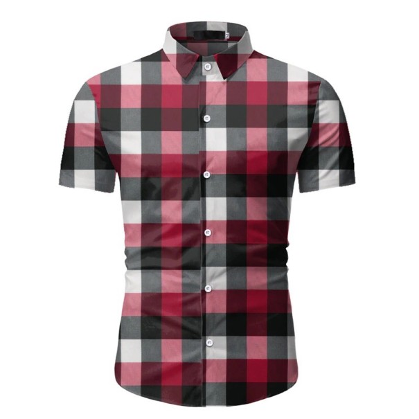 F470 kariertes Herrenhemd rot XS