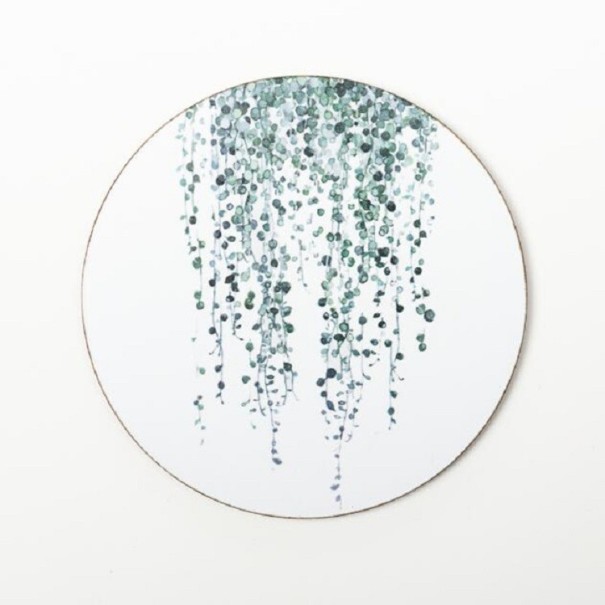 Fából készült poháralátét növényi motívummal 10