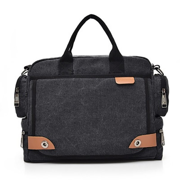 Fabric Laptop Bag with Handles and Removable Shoulder Strap Front Compartment with Organiser Side Zip Pockets 35 x 29 x 13 cm black