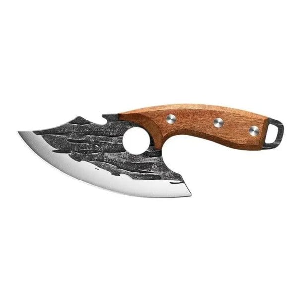 Faca de carne forjada à mão 19,2 cm Faca de talhante para atividades ao ar livre Cabo de madeira Lâmina em aço inoxidável Camping Churrasco Cozinha 1