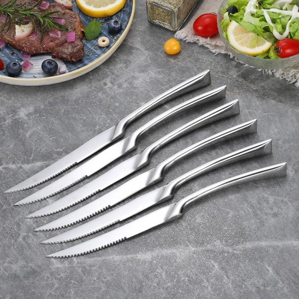 Faca de talher em aço inoxidável 6 pcs prateado