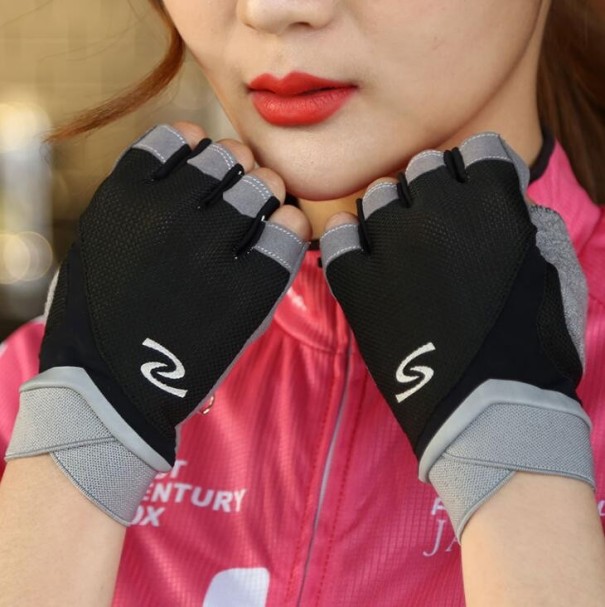 Fahrradhandschuhe für Damen schwarz L