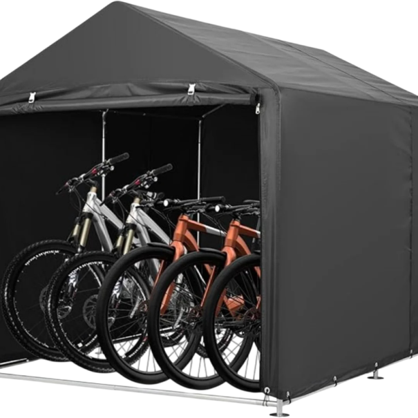 Fahrradunterstand Wasserdichter Pavillon mit dreieckigem Dach 159 x 219 x 175 cm Wetterschutz Für Garten und Hof schwarz