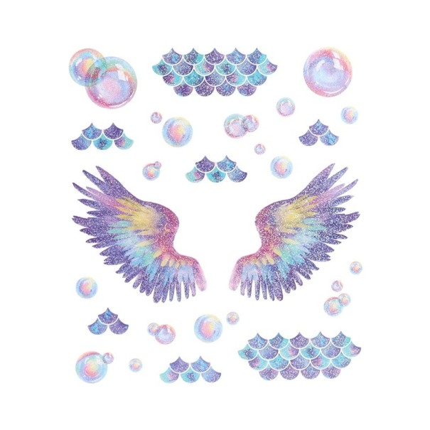 Fairy and Butterfly Wings with Shiny Tattoo Waterproof Fake Tattoo 10.5 x 12 cm Festival Makeup Stick-On Tattoo Stylish Body Decoration 1