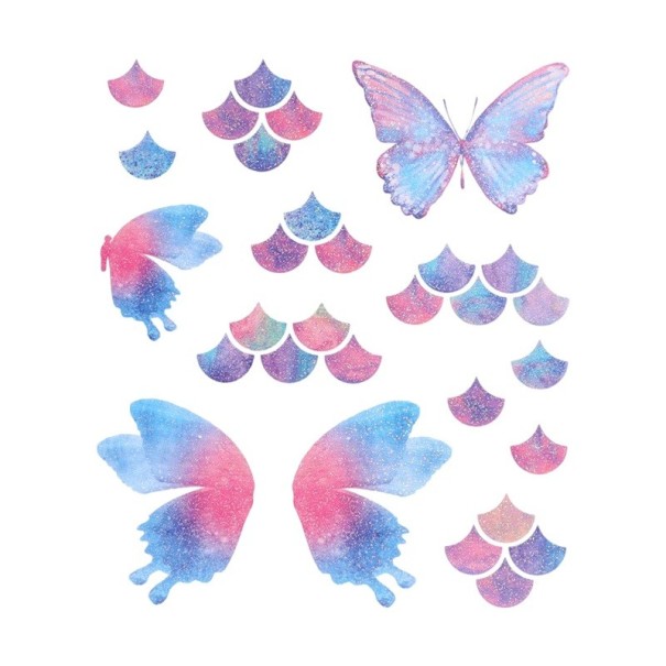 Fairy and Butterfly Wings with Shiny Tattoo Waterproof Fake Tattoo 10.5 x 12 cm Festival Makeup Stick-On Tattoo Stylish Body Decoration 1