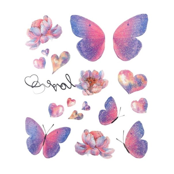 Fairy and Butterfly Wings with Shiny Tattoo Waterproof Fake Tattoo 10.5 x 12 cm Festival Makeup Stick-on Tattoo Stylish Body Decoration 1