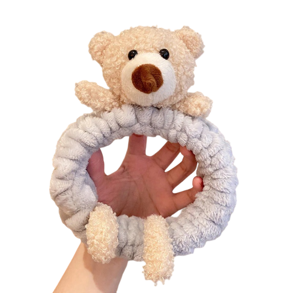 Faixa de cabelo cosmética com urso cinzento