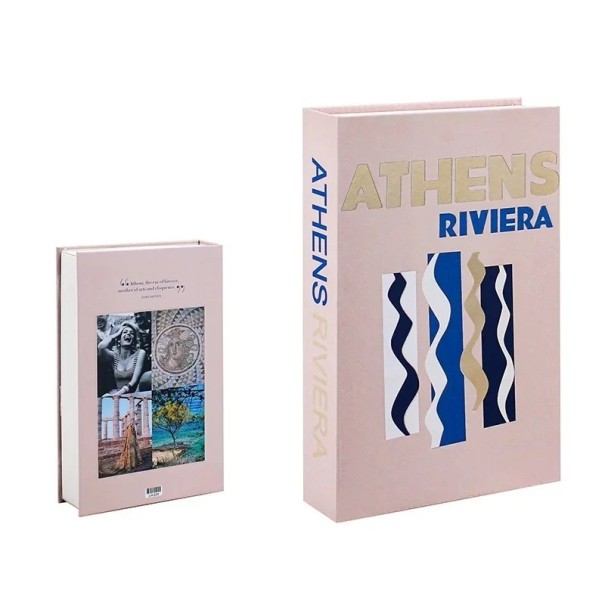 Fake Book Decoration Non-Opening Model of the Book Athens Riviera Pink Decorative Ornament for Living Room Bookshelf 1