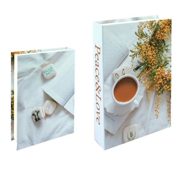 Fake Book Decoration Peace & Love Non-Opening Book Prop Light Romantic Design with Photographic Motif Stylish Home Accessory 1