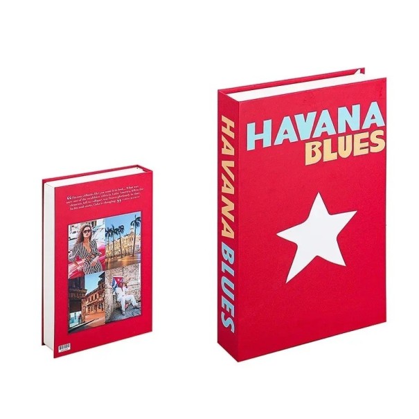 Fake Book Decorative Box Havana Blues Non-Opening Book Model Red Stylish Decoration for Living Room Office 1